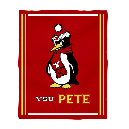 Youngstown State University Penguins Kids Game Day Red Plush Soft Minky Blanket 36 x 48 Mascot