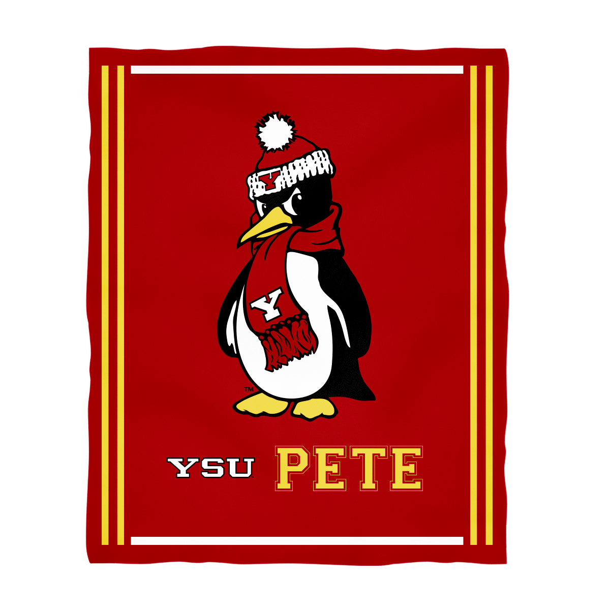 Youngstown State University Penguins Kids Game Day Red Plush Soft Minky Blanket 36 x 48 Mascot