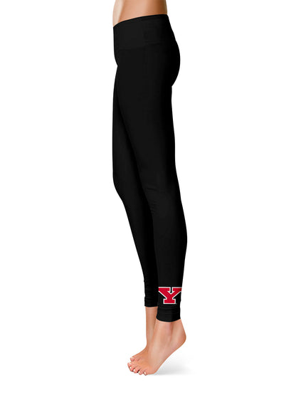 Youngstown State Penguins Vive La Fete Game Day Collegiate Logo at Ankle Women Black Yoga Leggings 2.5 Waist Tights