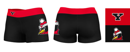 Youngstown State Penguins Vive La Fete Logo on Thigh & Waistband Black & Red Women Yoga Booty Workout Shorts 3.75 Inseam - Vive La F̻te - Online Apparel Store