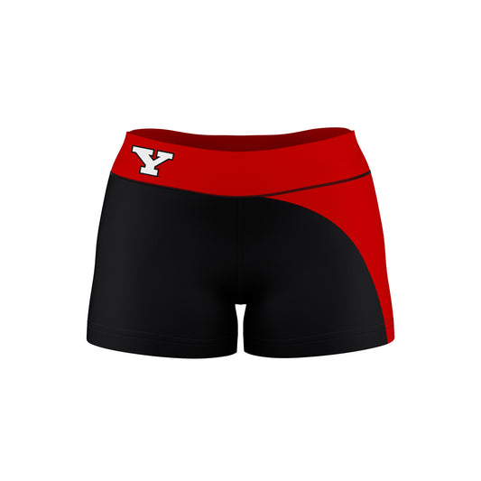 Youngstown State Penguins Vive La Fete Collegiate Waist Color Block Women Black Red Optimum Yoga Short