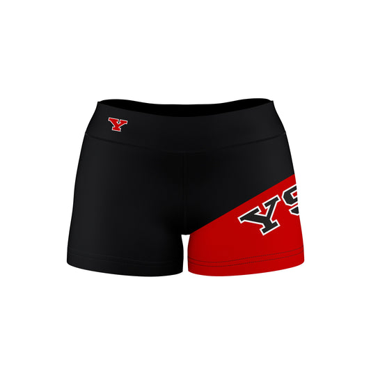 Youngstown State Penguins Vive La Fete Game Day Collegiate Leg Color Block Women Black Red Optimum Yoga Short