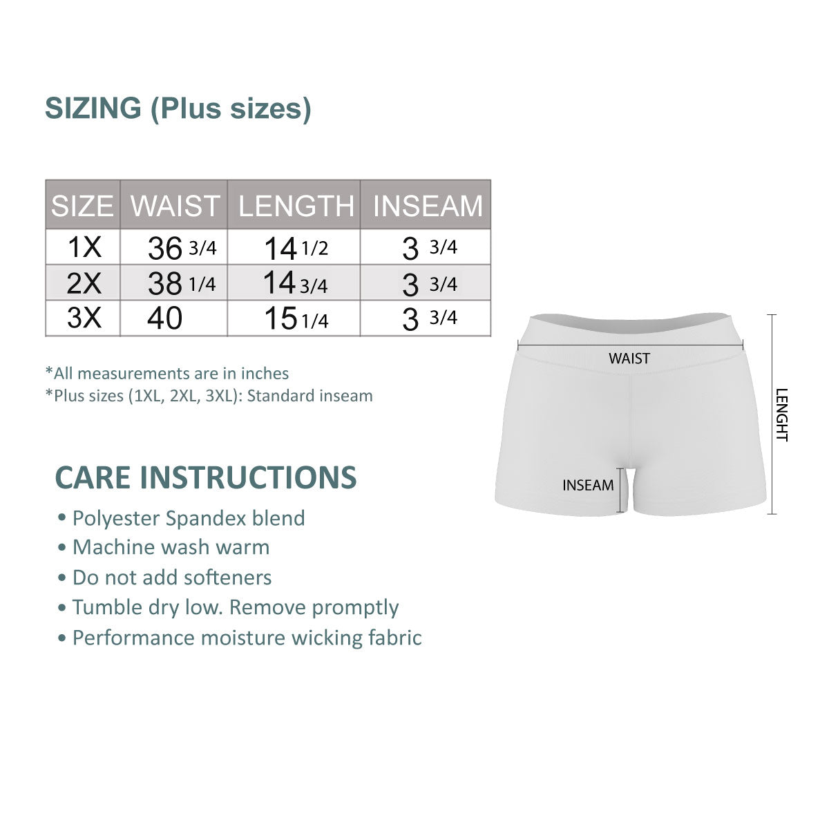 Womens Yoga Shorts Size Chart
