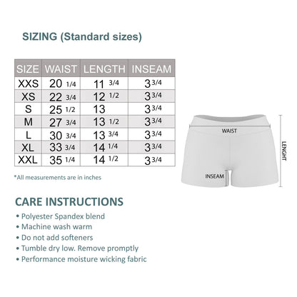 Womens Yoga Shorts Size Chart