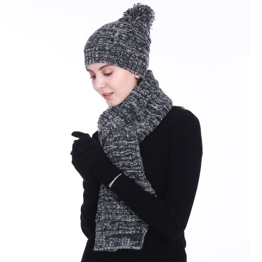 Empire Cove 3 Piece Beanie Scarf Gloves Gift Set Winter Warm Knitted Pom Pom-UNCATEGORIZED-Empire Cove-Black-Casaba Shop