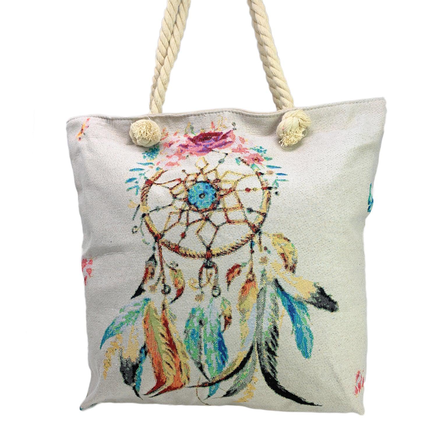 Empire Cove Dreamcatcher Print Cotton Canvas Tote Bags Reusable Beach Shopping