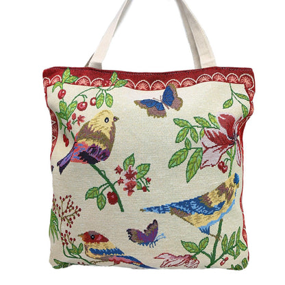 Empire Cove Bird Print Cotton Canvas Tote Bags Reusable Beach Shopping