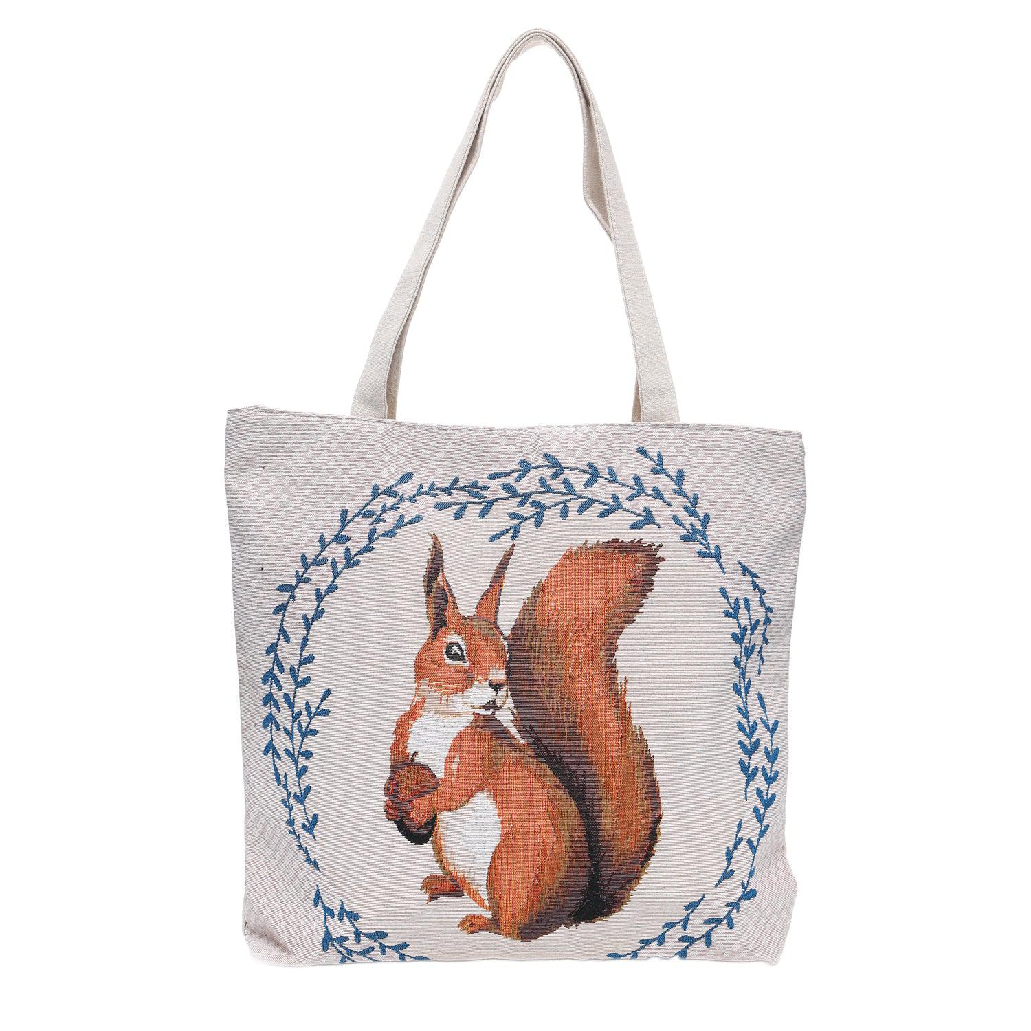Empire Cove Squirrel Print Cotton Canvas Tote Bags Reusable Beach Shopping
