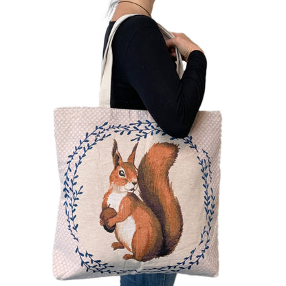Empire Cove Squirrel Print Cotton Canvas Tote Bags Reusable Beach Shopping
