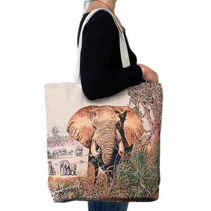 Empire Cove Elephant Print Cotton Canvas Tote Bags Reusable Beach Shopping