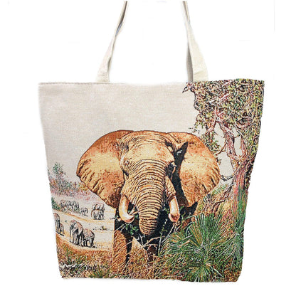 Empire Cove Elephant Print Cotton Canvas Tote Bags Reusable Beach Shopping