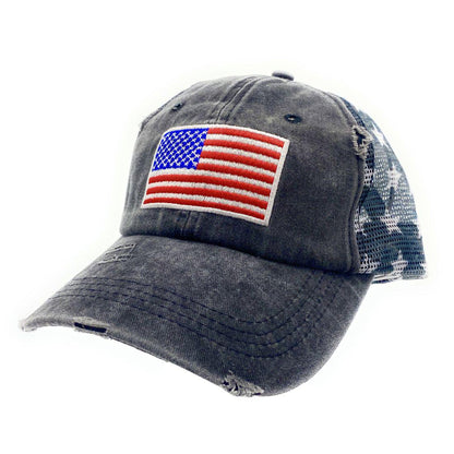 Empire Cove Distressed Washed USA Flag Stars Baseball Trucker Caps Patriotic Hat