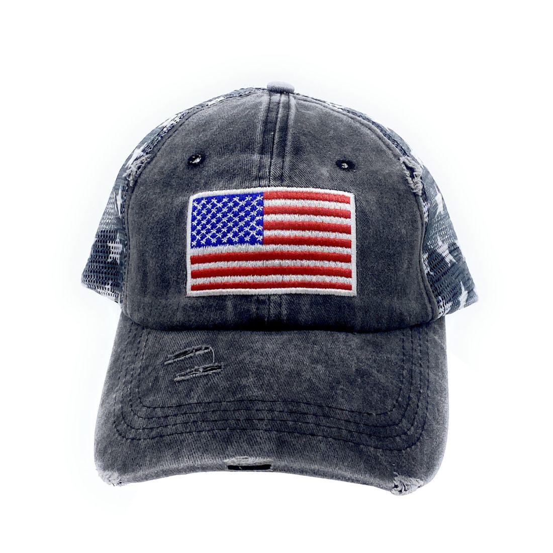 Empire Cove Distressed Washed USA Flag Stars Baseball Trucker Caps Patriotic Hat