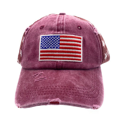 Empire Cove Distressed Washed USA Flag Stars Baseball Trucker Caps Patriotic Hat