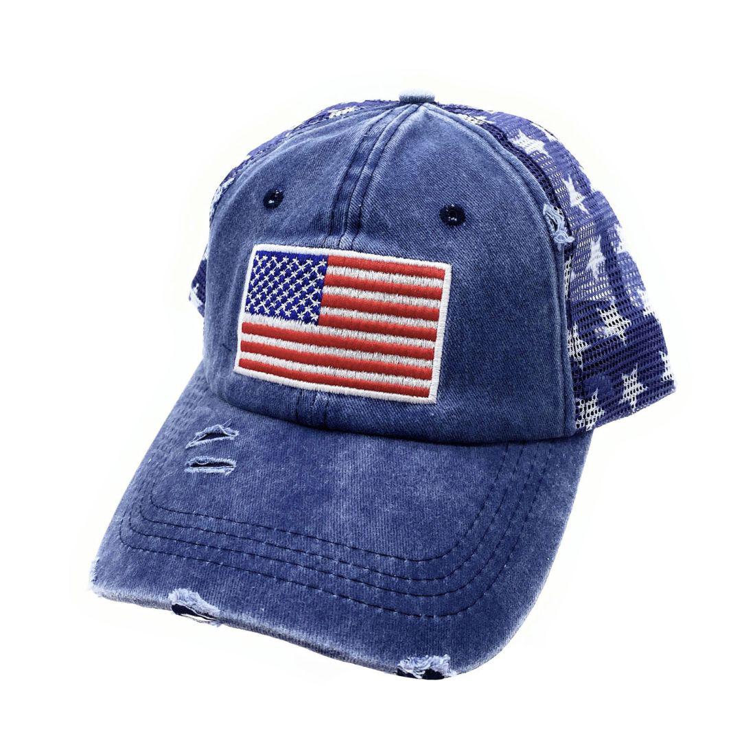 Empire Cove Distressed Washed USA Flag Stars Baseball Trucker Caps Patriotic Hat