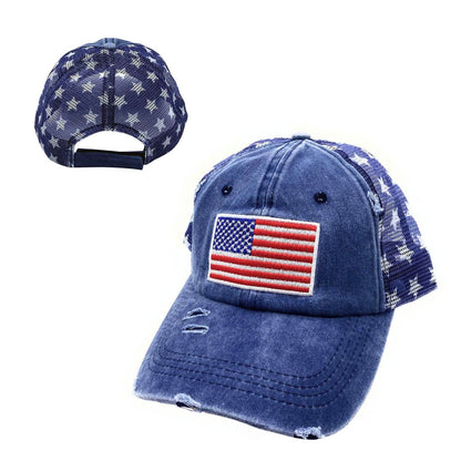 Empire Cove Distressed Washed USA Flag Stars Baseball Trucker Caps Patriotic Hat