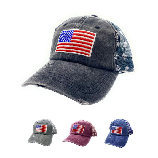 Empire Cove Distressed Washed USA Flag Stars Baseball Trucker Caps Patriotic Hat