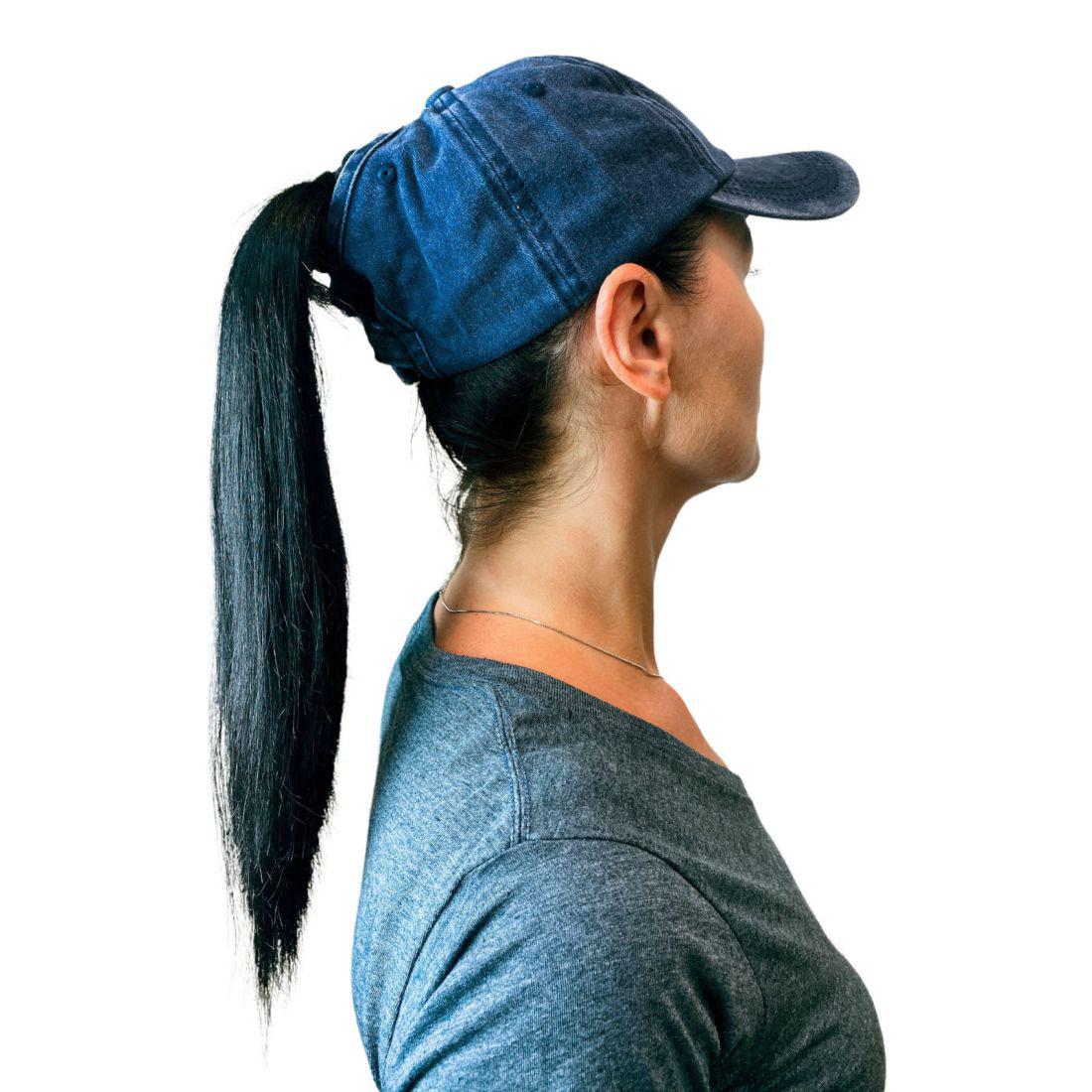 Empire Cove Womens Washed Ponytail Caps Cotton Hats Vintage Relaxed Fit-Campus-Wardrobe