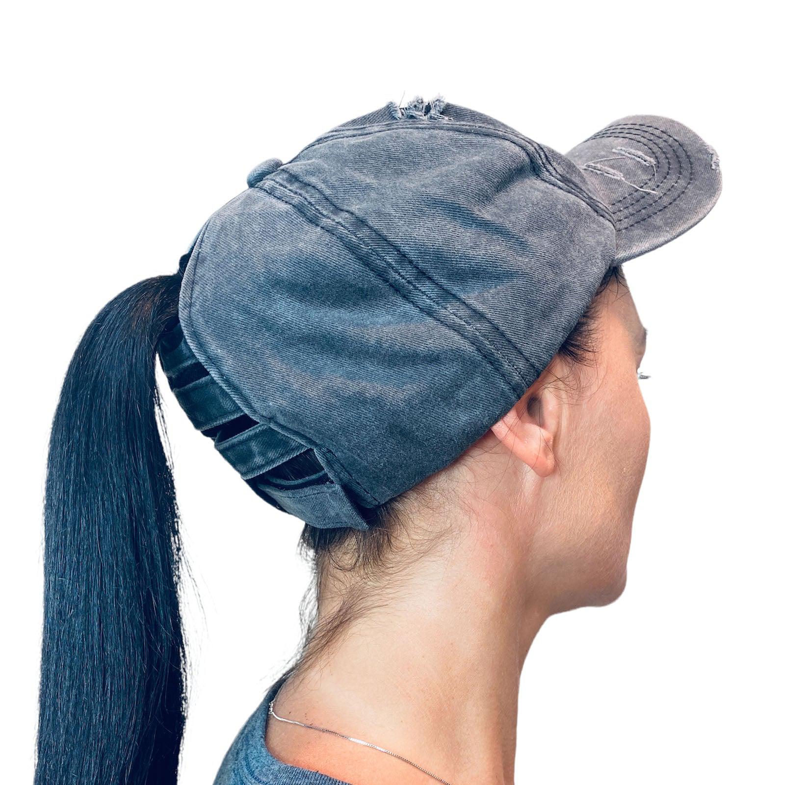 Empire Cove Womens Distressed Washed Ponytail Caps Hats Vintage Relaxed Fit-Campus-Wardrobe