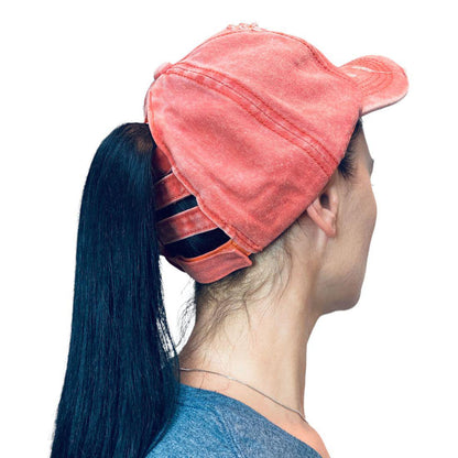 Empire Cove Womens Distressed Washed Ponytail Caps Hats Vintage Relaxed Fit-Campus-Wardrobe