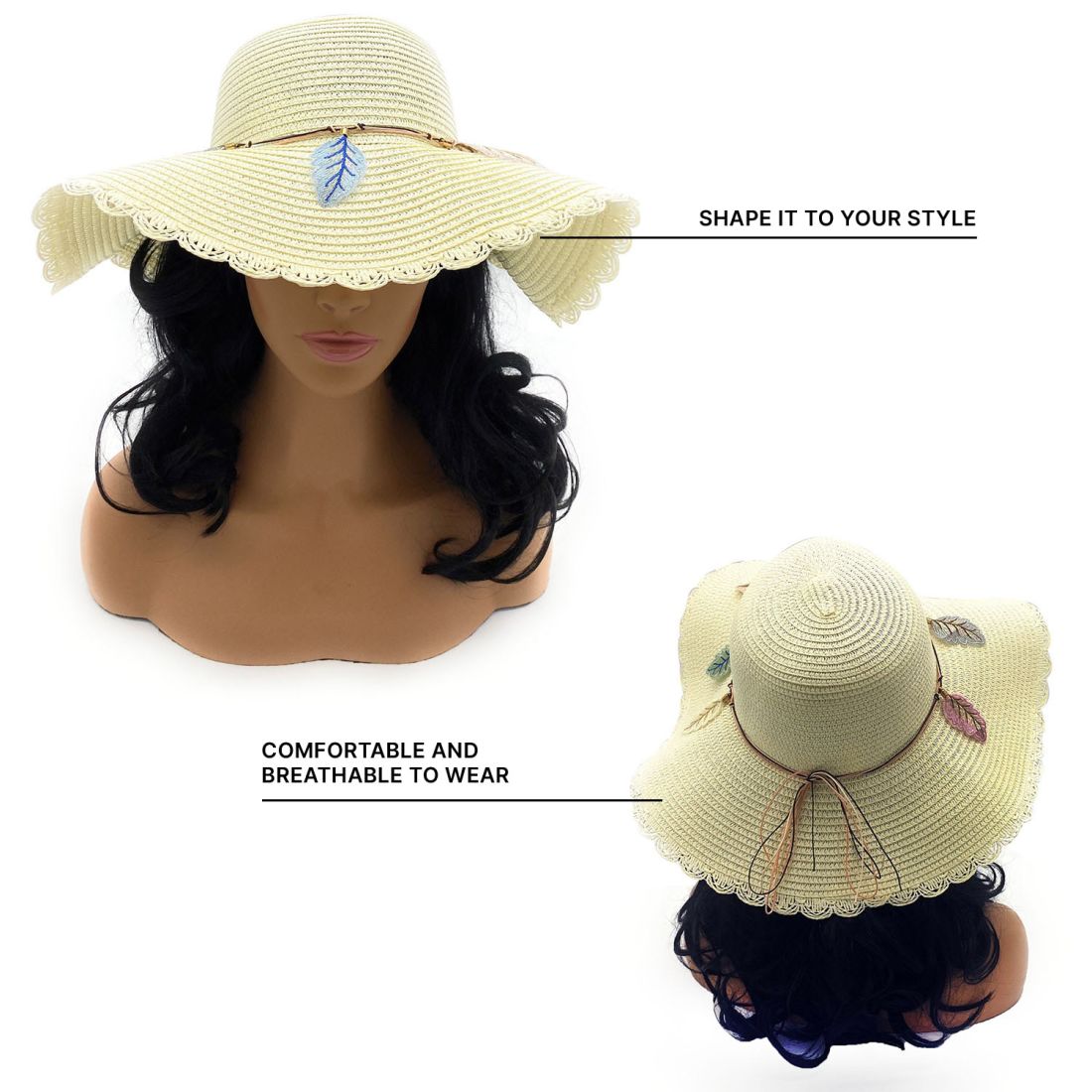 Empire Cove Womens Wide Brim Straw Hat Floppy Sun Hat Panama Fedora Summer