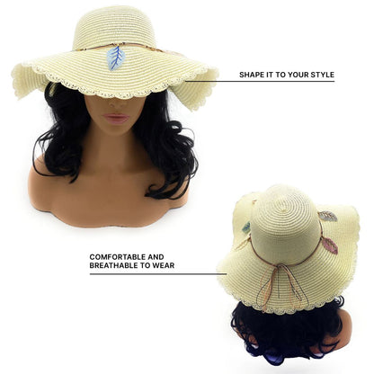 Empire Cove Womens Wide Brim Straw Hat Floppy Sun Hat Panama Fedora Summer