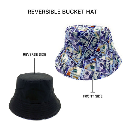 Empire Cove 100 Dollar Bill Money Bucket Hat Reversible Fisherman Cap Women Men-Casaba Shop