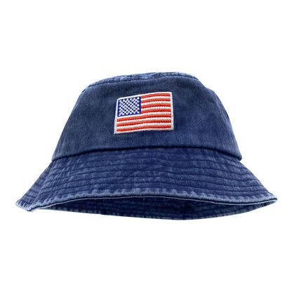 Empire Cove Washed USA Flag Cotton Bucket Hats Patriotic Hats Fisherman Cap