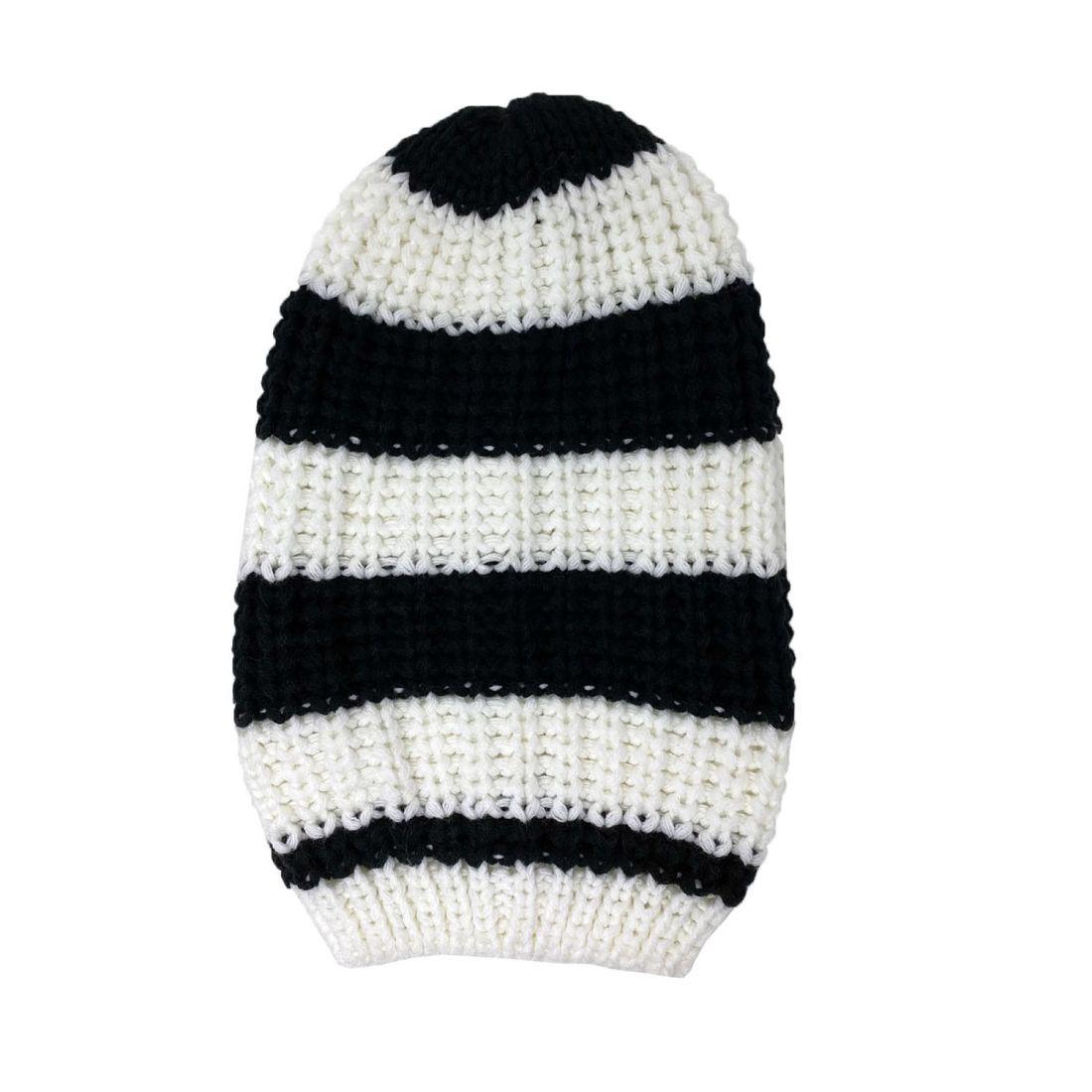 Empire Cove Slouch Long Beanie Winter Warm Knit Two Tone Womens Mens Unisex-UNCATEGORIZED-Empire Cove-Black/White-Casaba Shop