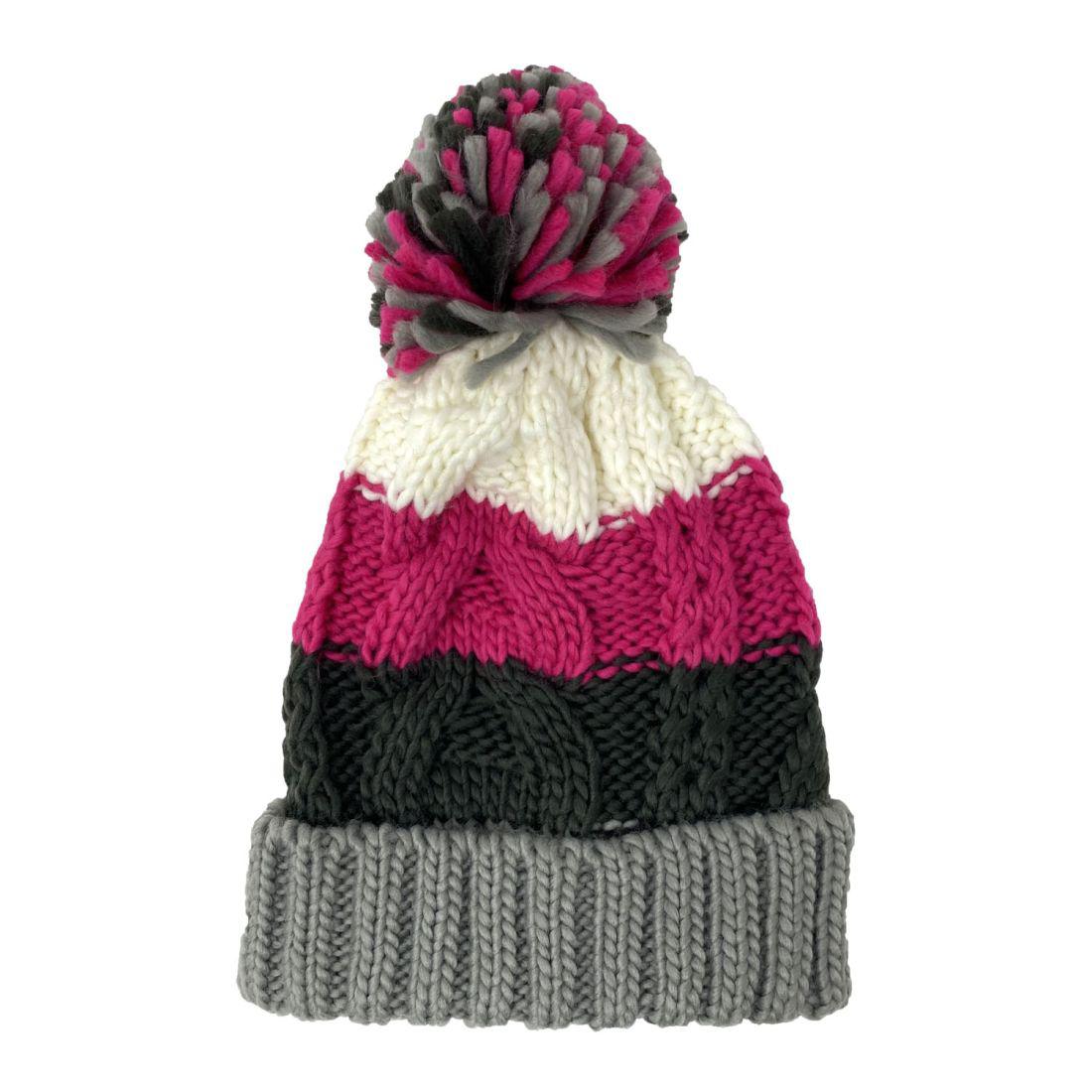 Empire Cove Cable Knit Beanie with Pom Pom Winter Multi Color Womens-UNCATEGORIZED-Empire Cove-Charcoal-Casaba Shop