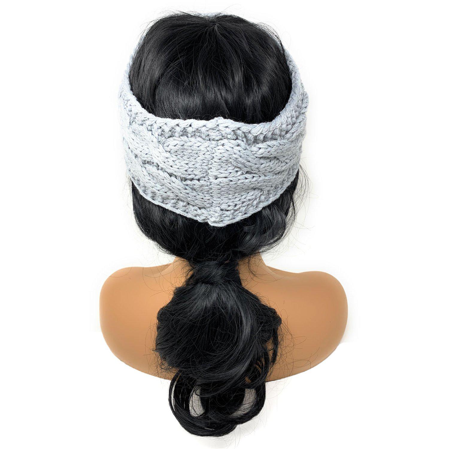 Empire Cove Reversible Headband Beanie Womens Winter Warm Solid Cable Knit-UNCATEGORIZED-Empire Cove-Black-Casaba Shop