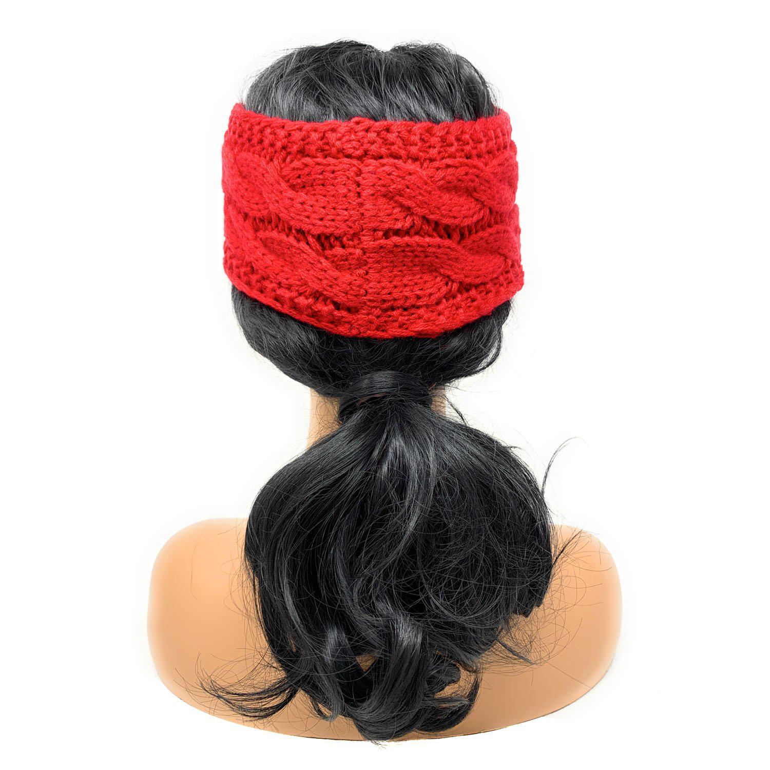 Empire Cove Reversible Headband Beanie Womens Winter Warm Solid Cable Knit-UNCATEGORIZED-Empire Cove-Black-Casaba Shop