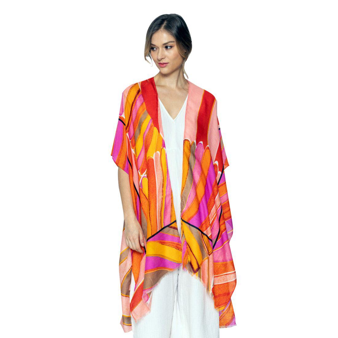 Empire Cove Womens Abstract Print Kimono Shawl Wraps Beach Cover Ups Summer