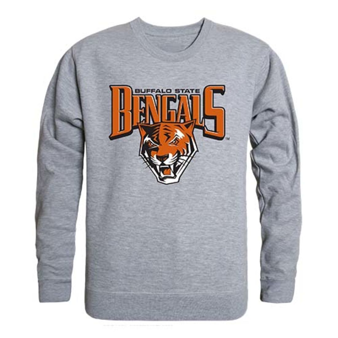 Buffalo State College Bengals Crewneck Pullover Sweatshirt Sweater Heather Grey-Campus-Wardrobe