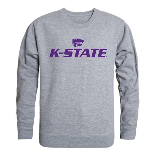 Kansas State University Wildcats Crewneck Pullover Sweatshirt Sweater Heather Grey-Campus-Wardrobe