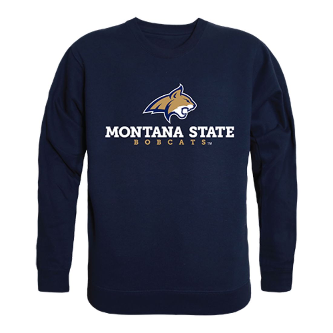 Montana State University Bobcats Crewneck Pullover Sweatshirt Sweater Navy-Campus-Wardrobe