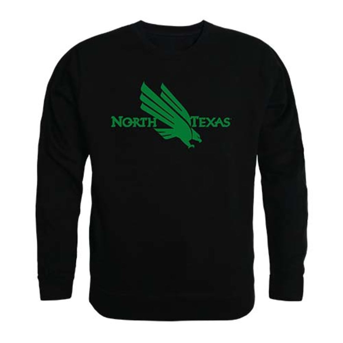 University of North Texas Mean Green Crewneck Pullover Sweatshirt Sweater Black-Campus-Wardrobe