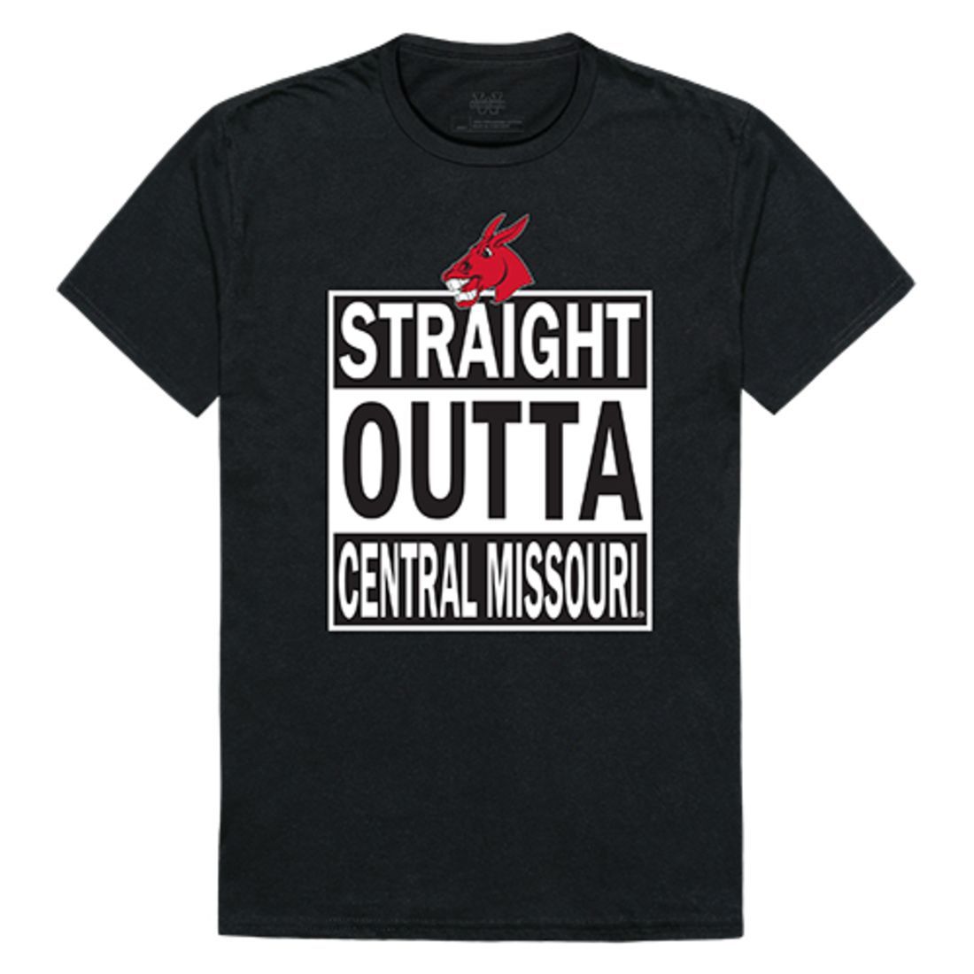 UCM University of Central Missouri Mules Straight Outta T-Shirt Black-Campus-Wardrobe