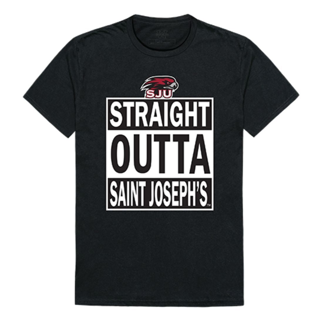 SJU Saint Joseph's University Hawks Straight Outta T-Shirt Black-Campus-Wardrobe
