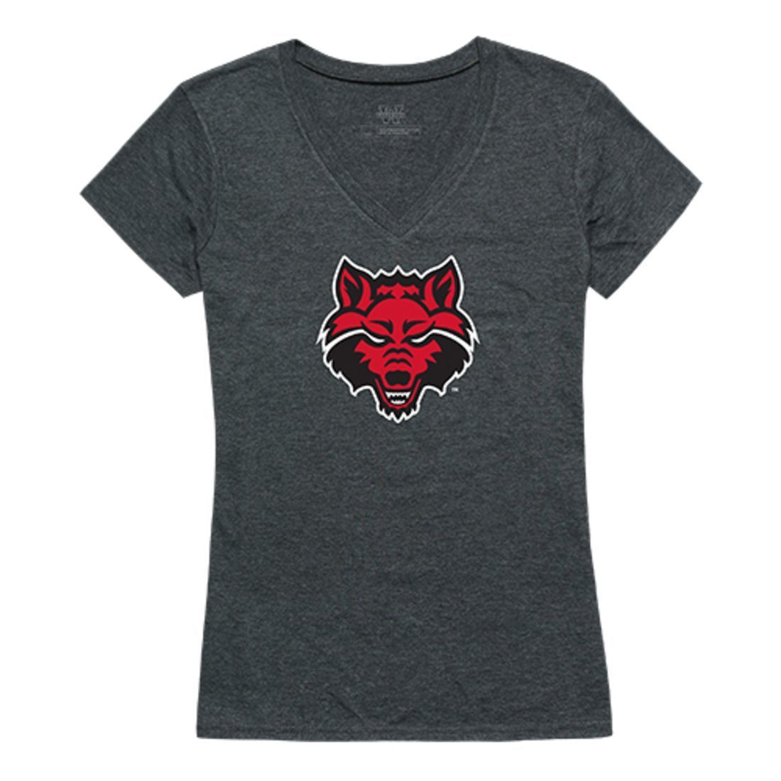 Arkansas A-State University Red Wolves Womens Cinder Tee T-Shirt Heather Charcoal-Campus-Wardrobe