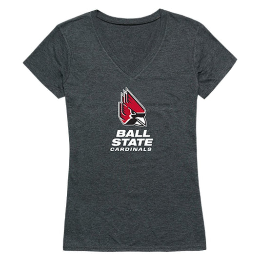 BSU Ball State University Cardinals Womens Cinder T-Shirt Heather Charcoal-Campus-Wardrobe