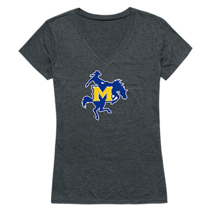 McNeese State University Cowboys and Cowgirls Womens Cinder T-Shirt Heather Charcoal-Campus-Wardrobe