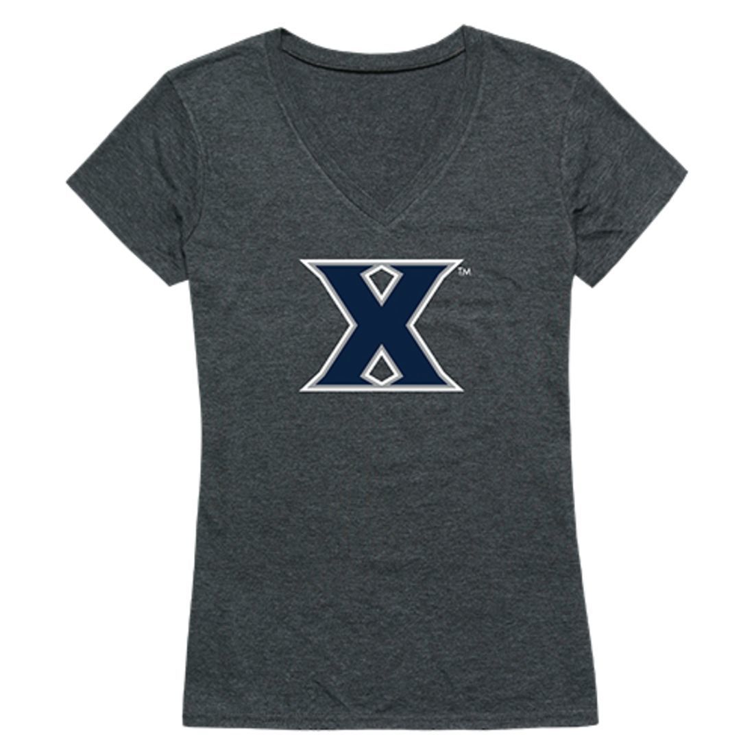 Xavier University Musketeers Womens Cinder T-Shirt Heather Charcoal-Campus-Wardrobe