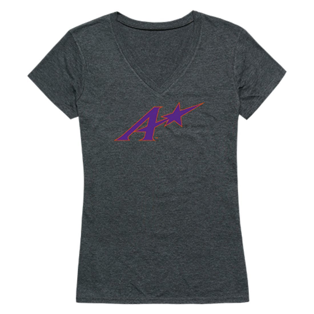 University of Evansville Purple Aces Womens Cinder T-Shirt Heather Charcoal-Campus-Wardrobe