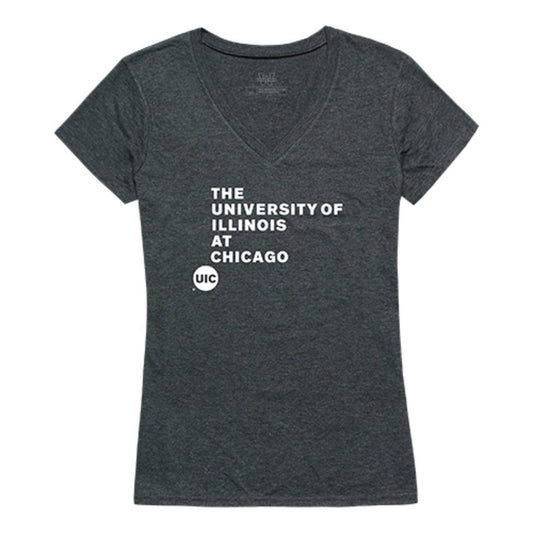 UIC University of Illinois at Chicago Flames Womens Institutional Tee T-Shirt Heather Charcoal-Campus-Wardrobe