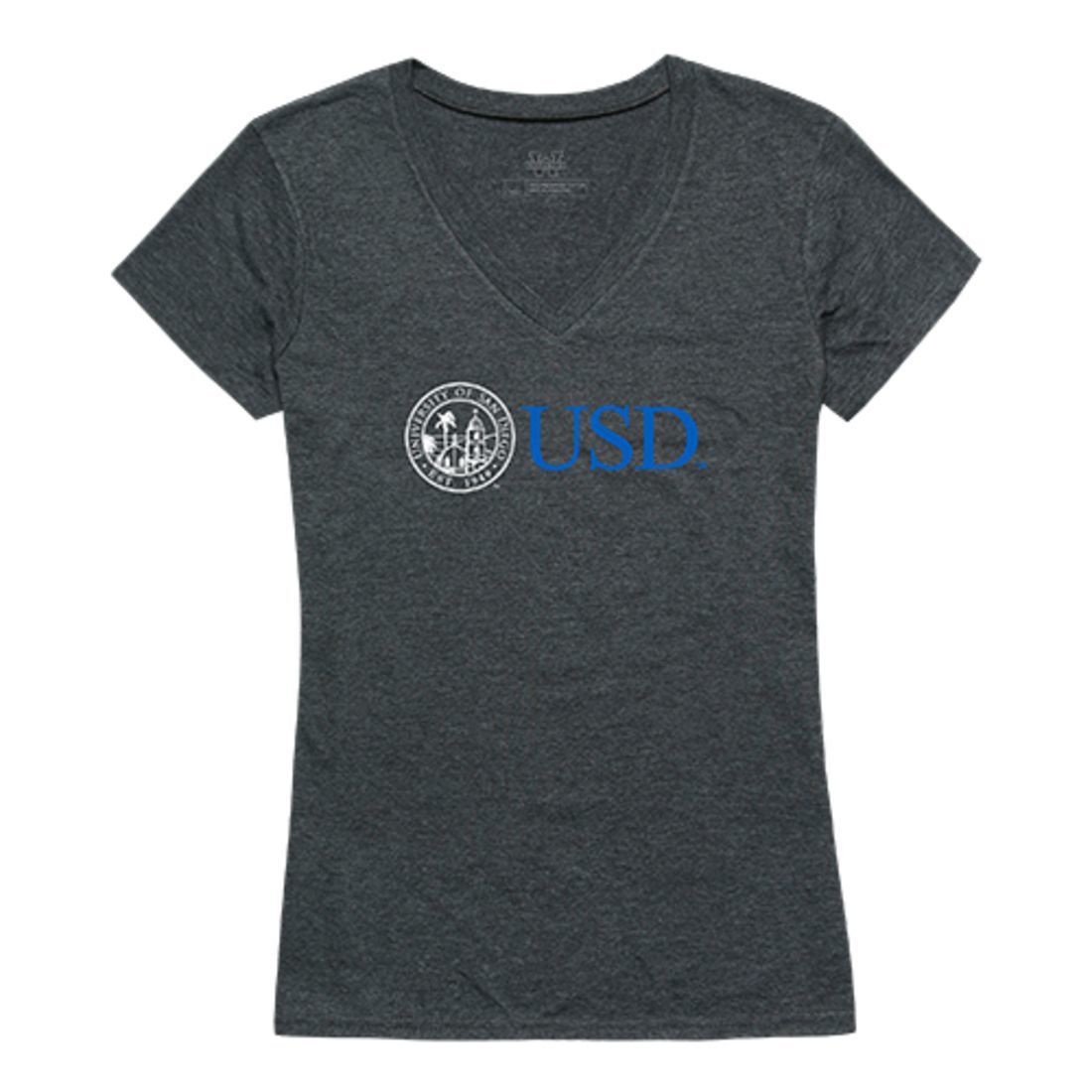 University of San Diego Toreros Womens Institutional Tee T-Shirt Heather Charcoal-Campus-Wardrobe