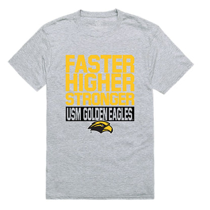 USM University of Southern Mississippi Golden Eagles Workout T-Shirt Heather Grey-Campus-Wardrobe