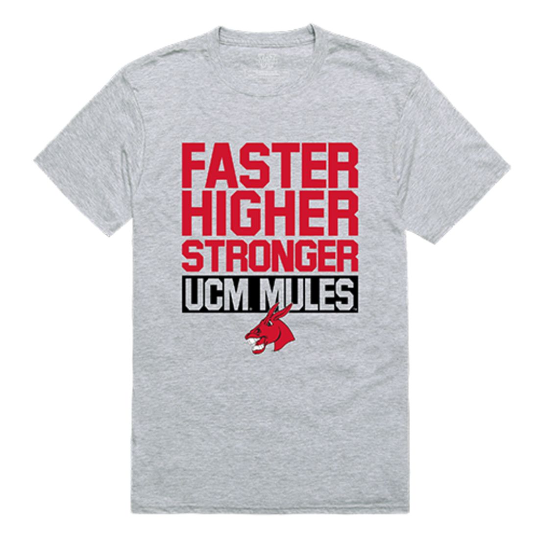 UCM University of Central Missouri Mules Workout T-Shirt Heather Grey-Campus-Wardrobe