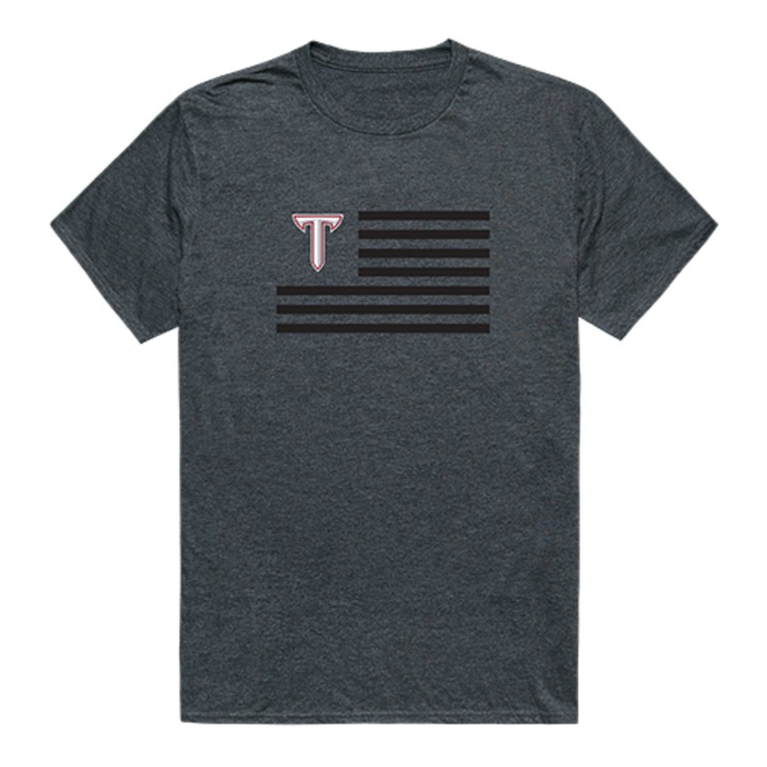 Troy University Trojans USA Flag Tee T-Shirt Heather Charcoal-Campus-Wardrobe