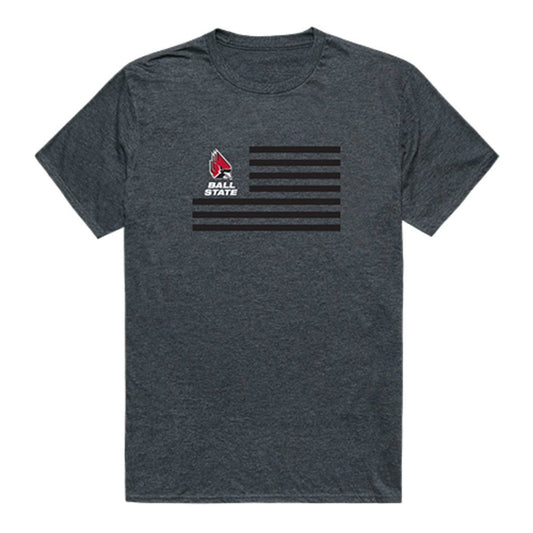 BSU Ball State University Cardinals USA Flag Tee T-Shirt Heather Charcoal-Campus-Wardrobe